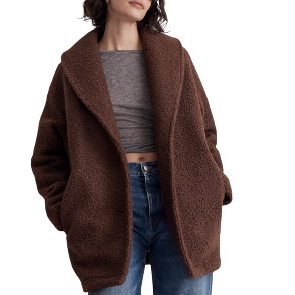 NEW MADEWELL PEBBLED FAUX SHEARLING HOT COCOA COZY SHAWL COLLAR COAT MEDIUM - Picture 12 of 12